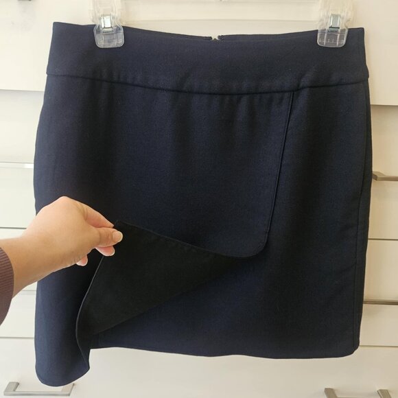Uniqlo Women's Dark Navy Blue Faux Wrap Mini Skirt Minimalist Collegiate Size 8 - Picture 3 of 10